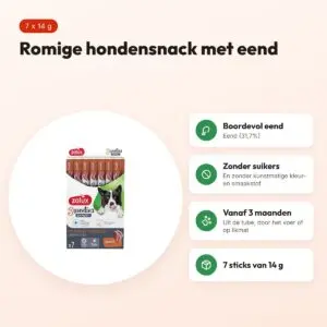 Zolux Sweeties Expert Creamy Sticks eend 7 x 14 g – hondensnack – voordelen