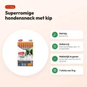 Zolux Sweeties Expert Creamy Sticks kip 7 x 14 g – hondensnack – voordelen