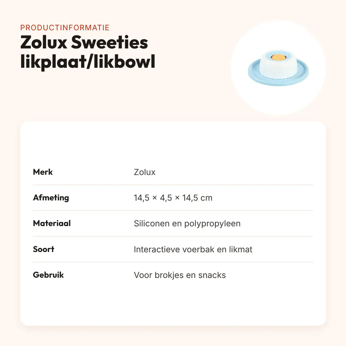 Zolux Sweeties Expert likplaat/likbowl antislip 14,5 x 4,5 x 14,5 cm – productinformatie