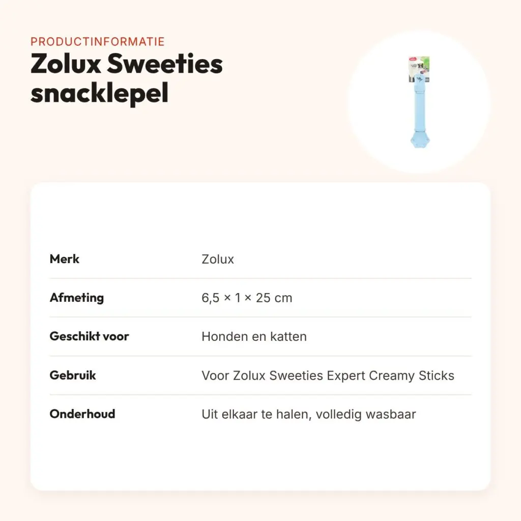 Zolux Sweeties Expert snacklepel voor Creamy Sticks 6,5 x 1 x 25 cm – productinformatie