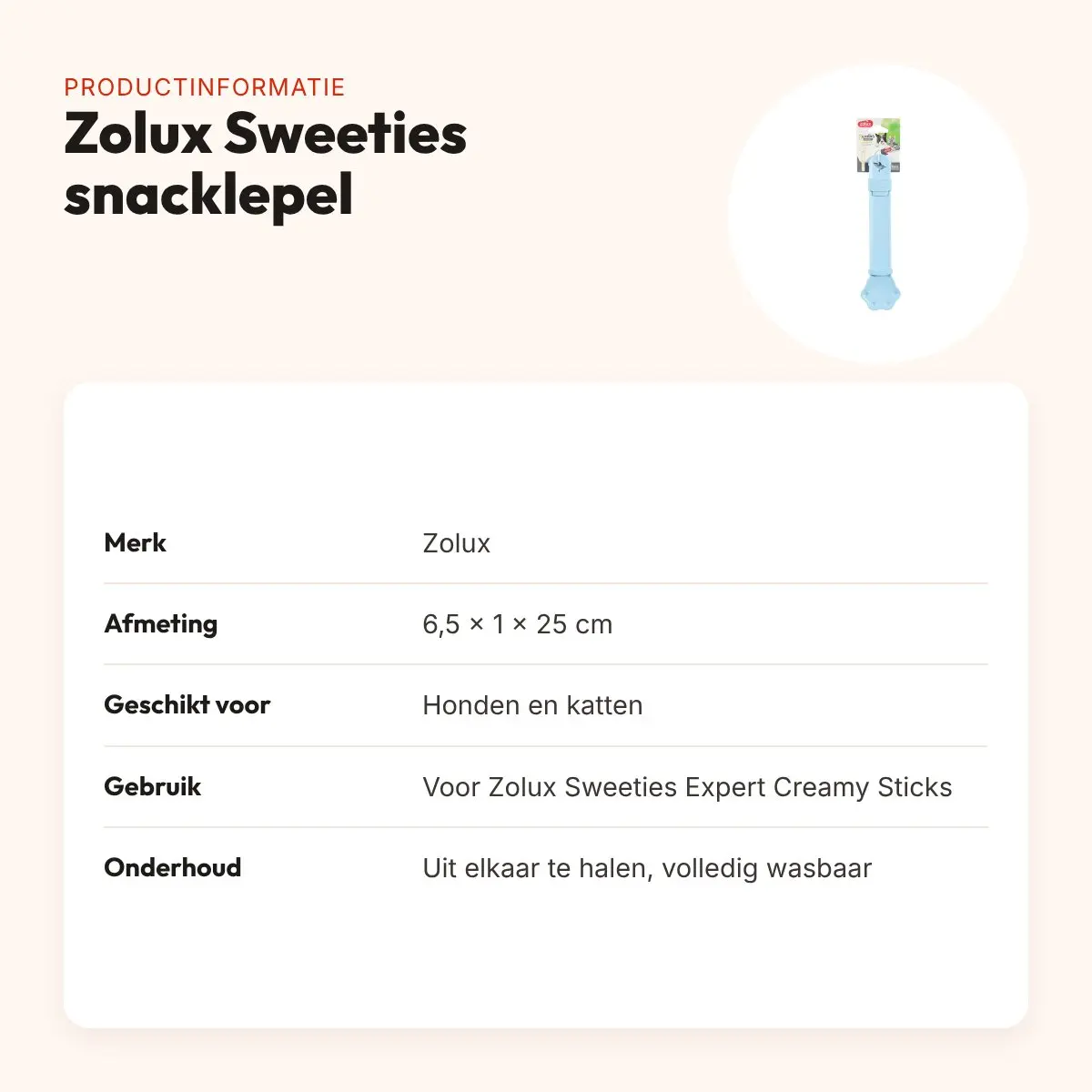 Zolux Sweeties Expert snacklepel voor Creamy Sticks 6,5 x 1 x 25 cm – productinformatie