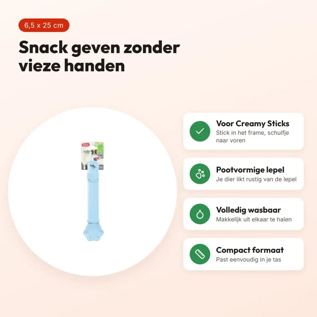 Zolux Sweeties Expert snacklepel voor Creamy Sticks 6,5 x 1 x 25 cm – voordelen
