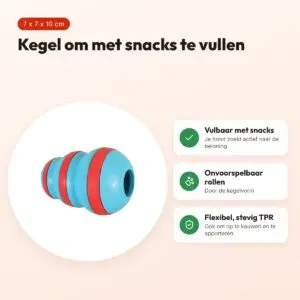 Zolux Treat Cone snackspeeltje rubber lichtblauw/rood 7 x 7 x 10 cm – voordelen