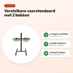 Zolux voerstandaard verstelbaar rvs 2 x 1,5 liter – bakken 21 cm – voordelen