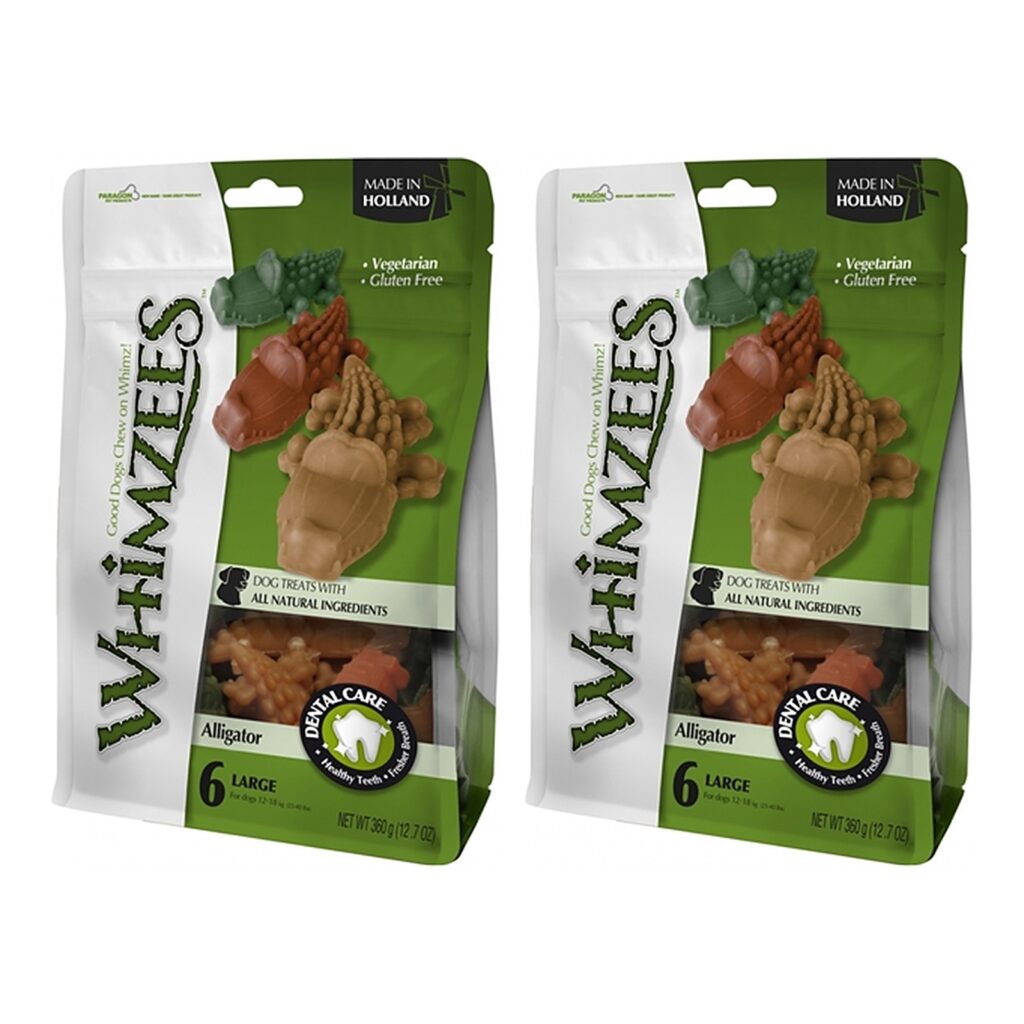 Whimzees Krokodil Medium 9 cm vegetarische snack – multipack 2 x 12 stuks