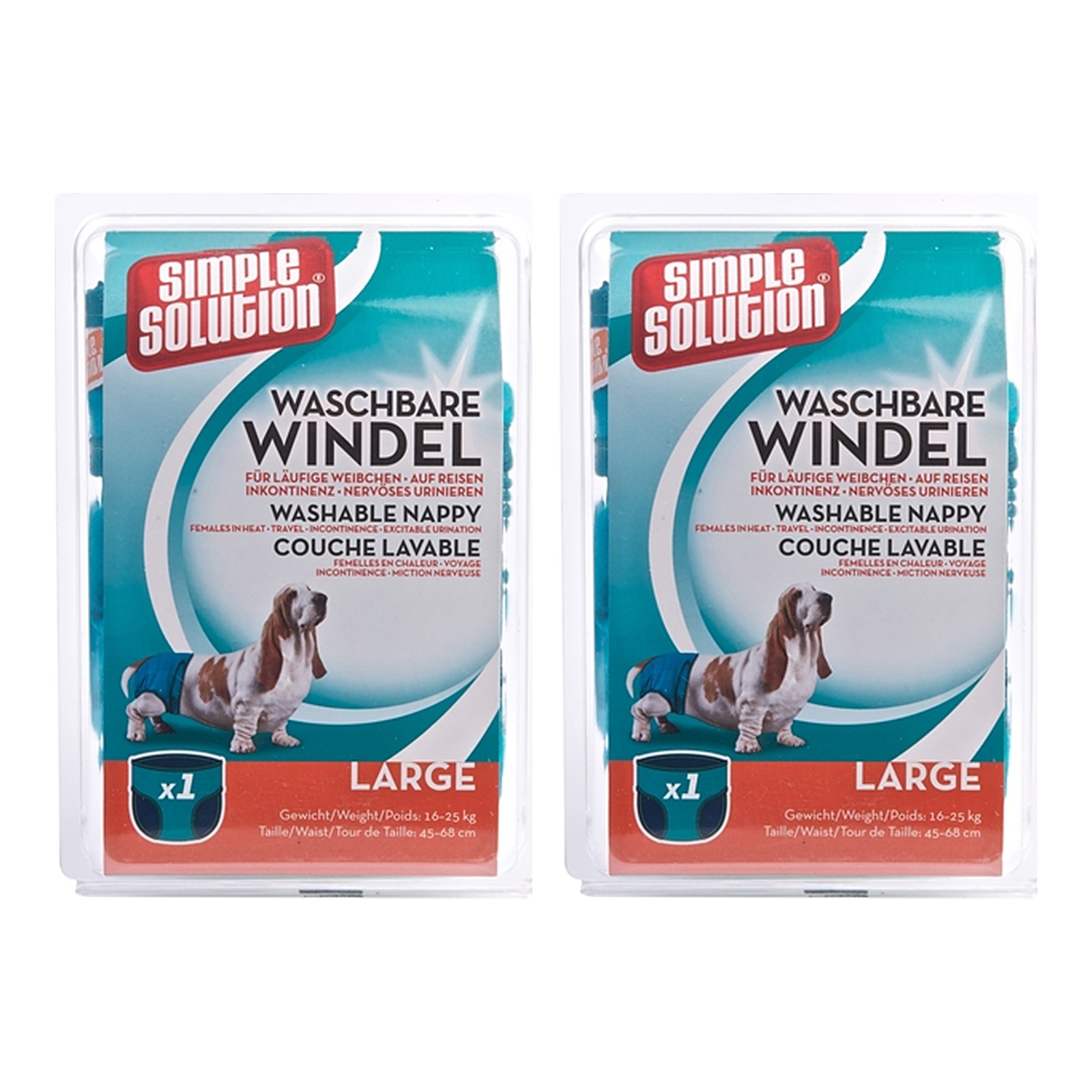 Simple Solution wasbare hondenluier Large 45-68 cm – multipack 2 stuks - Afbeelding 1