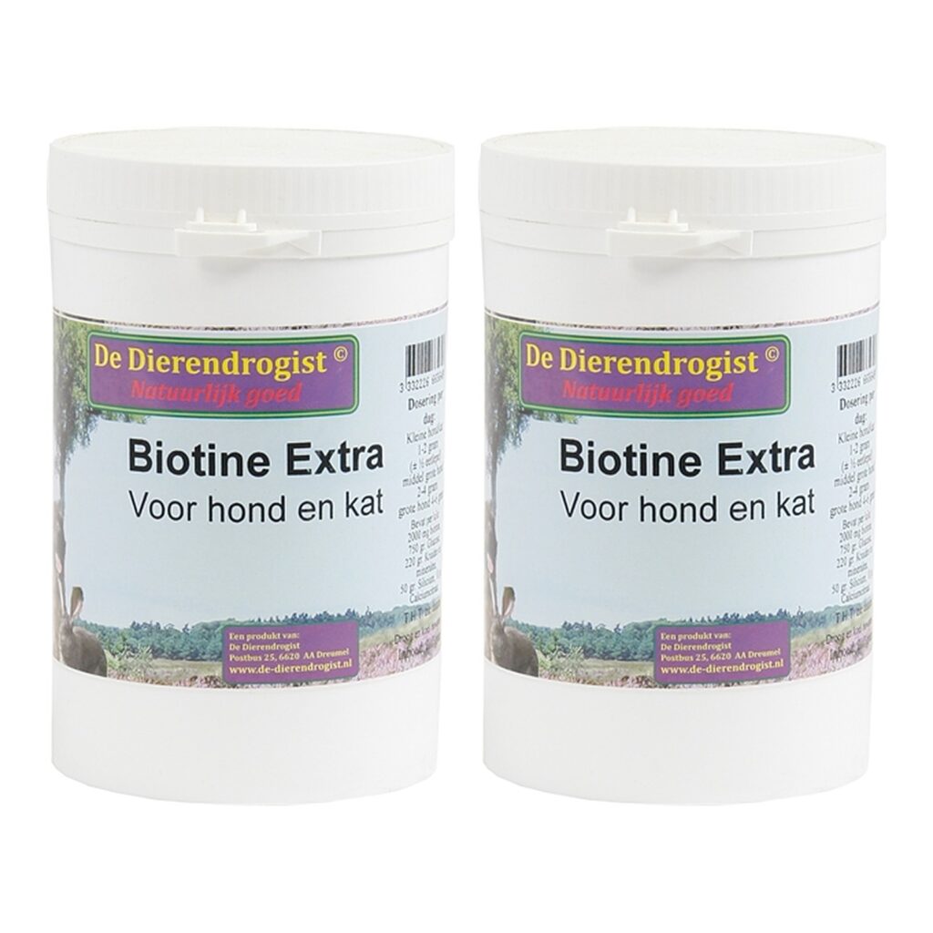 Dierendrogist biotine extra poeder 200 g – 2 stuks, met kruiden voor hond (multipack)