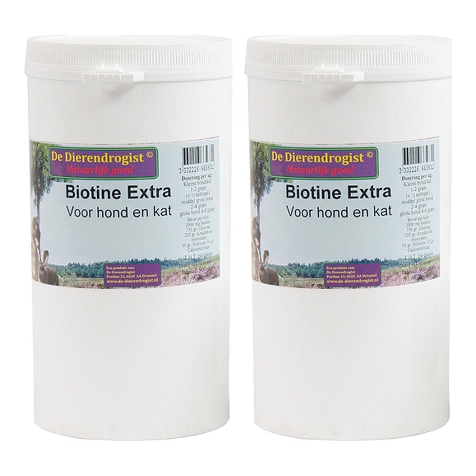 Dierendrogist biotine extra poeder 900 g – 2 stuks, met kruiden voor hond en kat (multipack) - Afbeelding 1