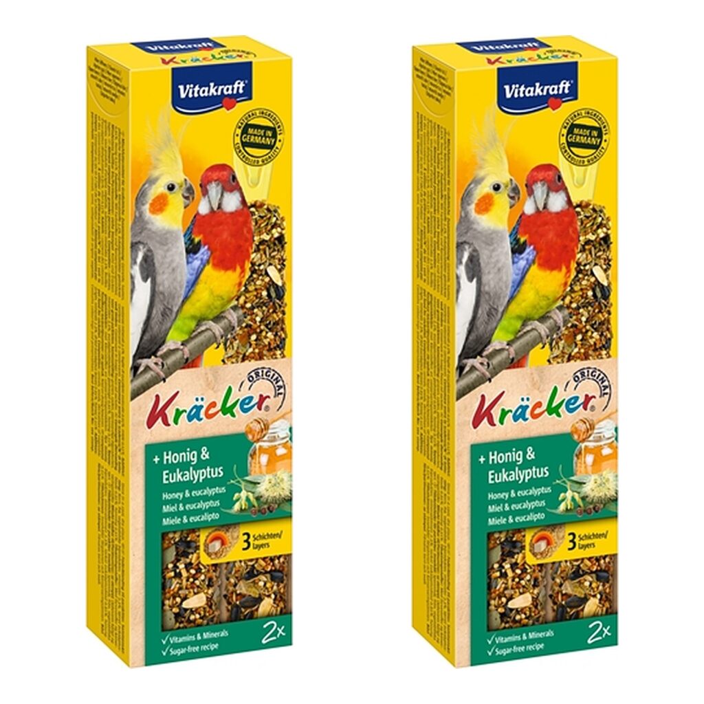 Vitakraft valkparkietenkracker honing 2-in-1 – multipack 2 x 2 stuks