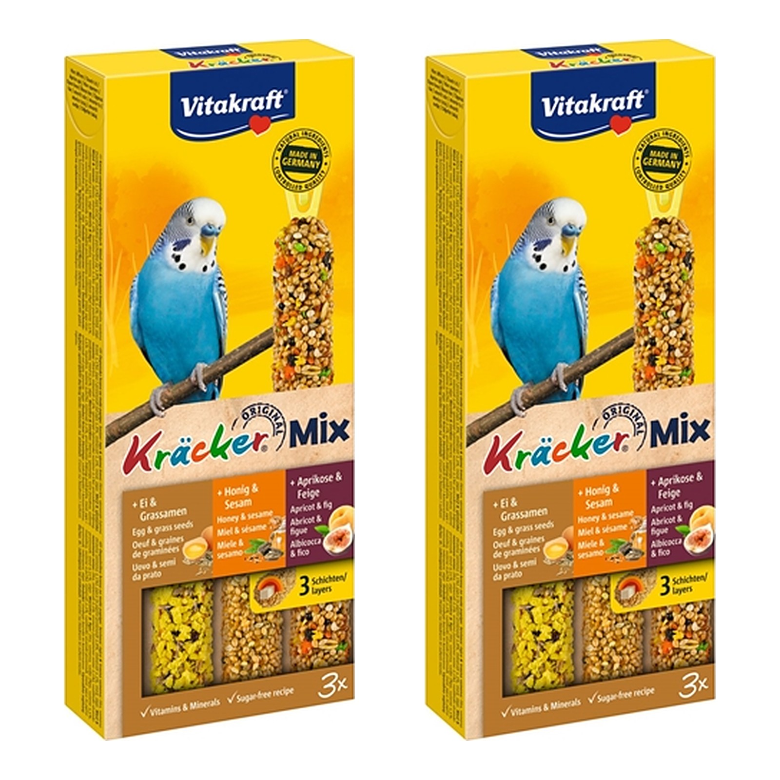 Vitakraft parkietenkracker honing, fruit en ei – multipack 2 x 3 stuks - Afbeelding 1