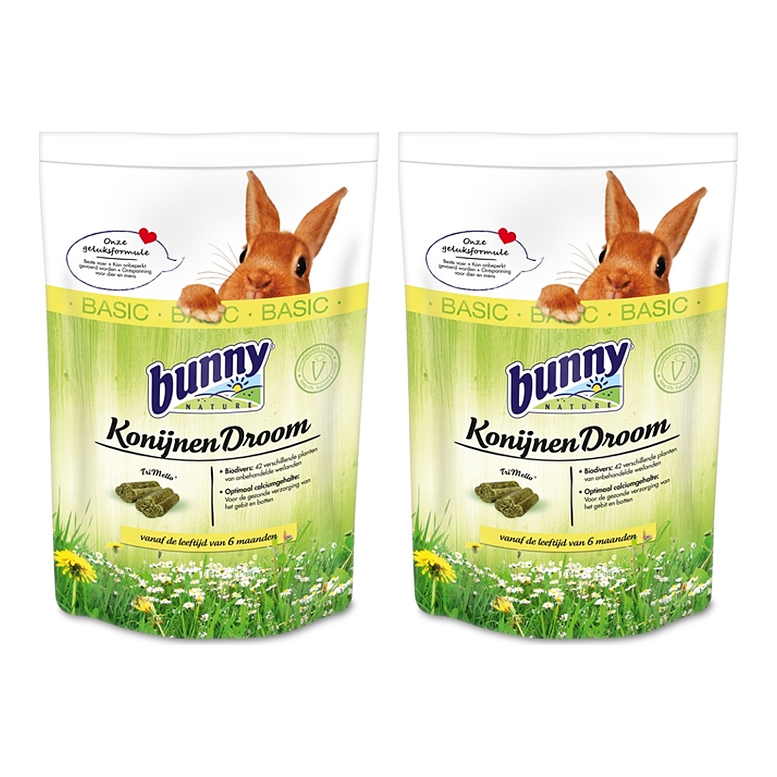 Bunny Nature Konijnendroom Basic konijnenvoer 1,5 kg – multipack 2 stuks - Afbeelding 1