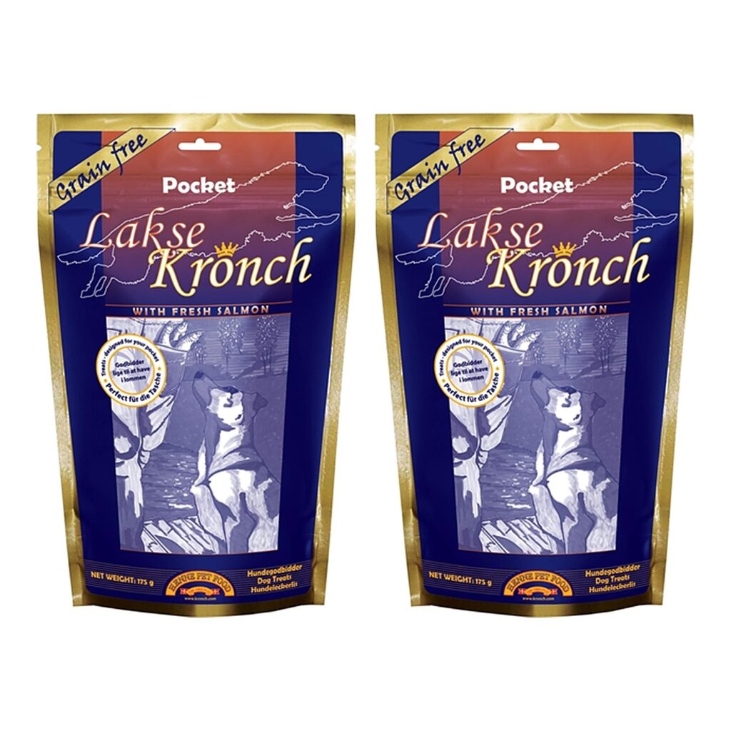 Kronch zalmsnacks pockets hond 175 g (76% zalm) – multipack 2 stuks