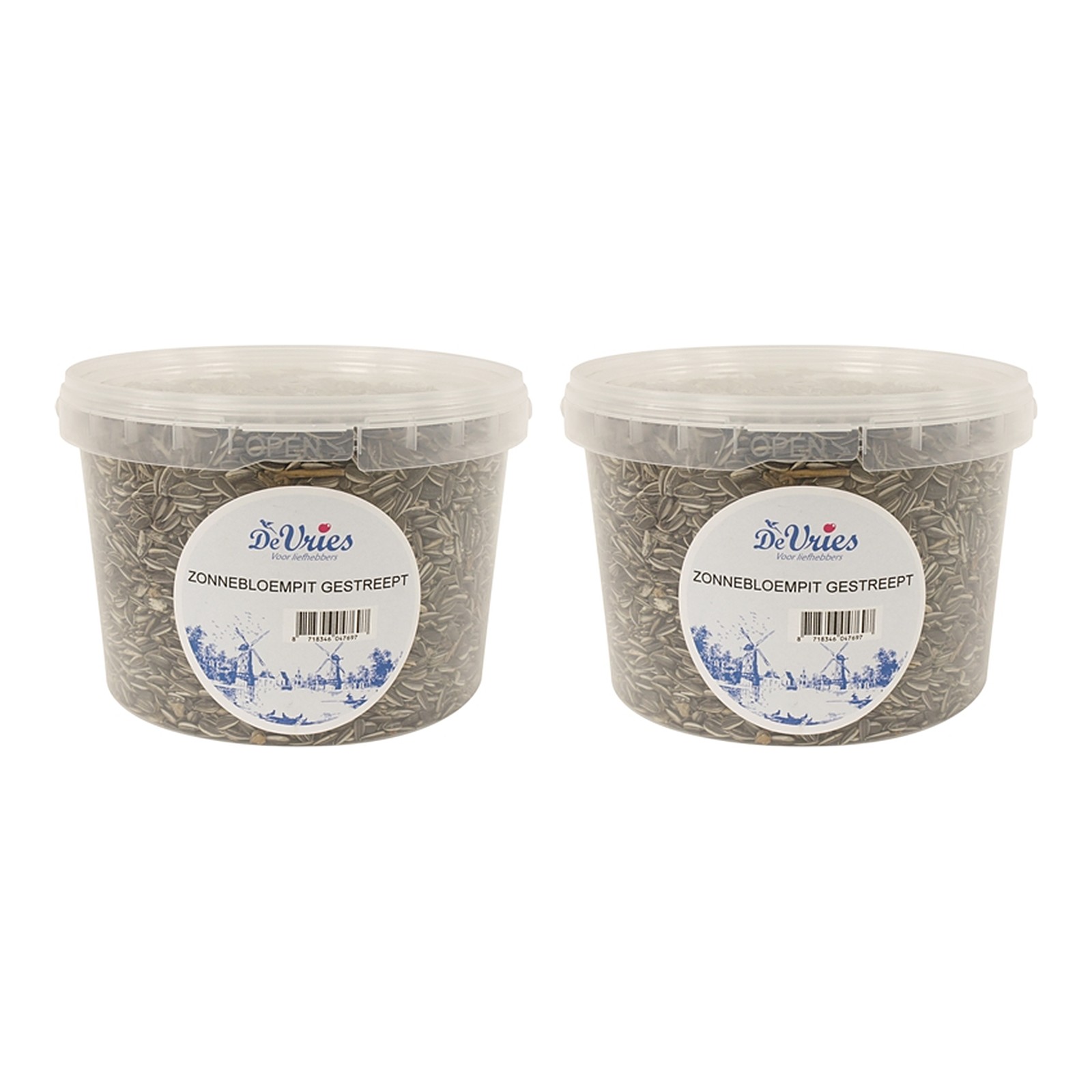 De Vries zonnebloempitten gestreept 1,3 kg – vogelvoer, multipack 2 stuks - Afbeelding 1