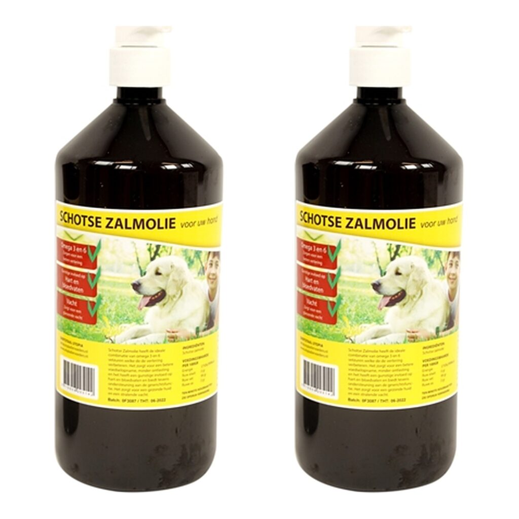 Utopia zalmolie hond naturel 1 l met pompje – multipack 2 stuks