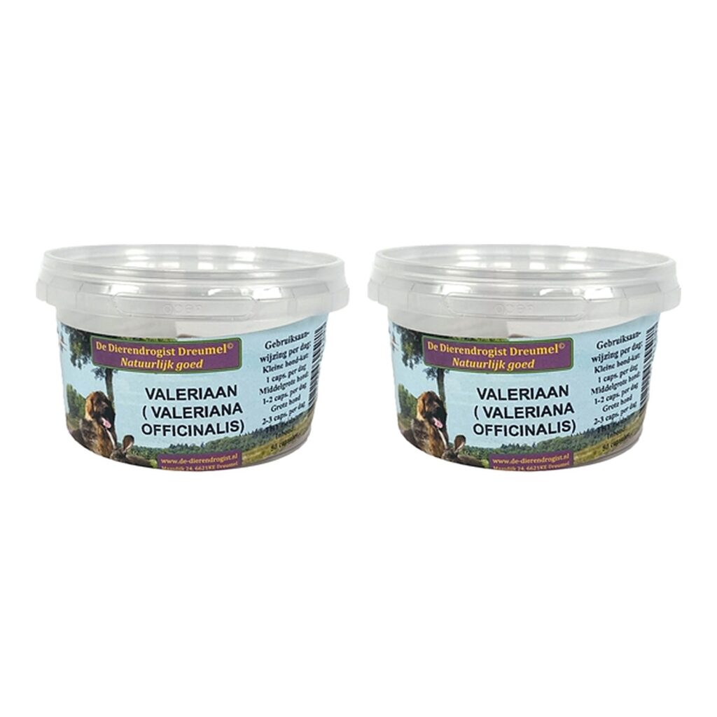 Dierendrogist valeriaan 50 capsules – 2 stuks, ontspanning voor hond en kat (multipack)