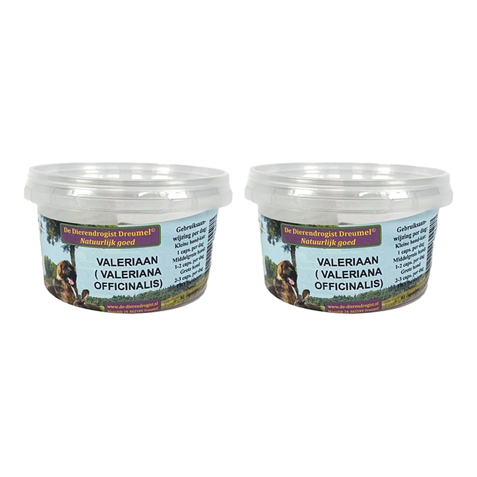 Dierendrogist valeriaan 50 capsules – 2 stuks, ontspanning voor hond en kat (multipack) - Afbeelding 1
