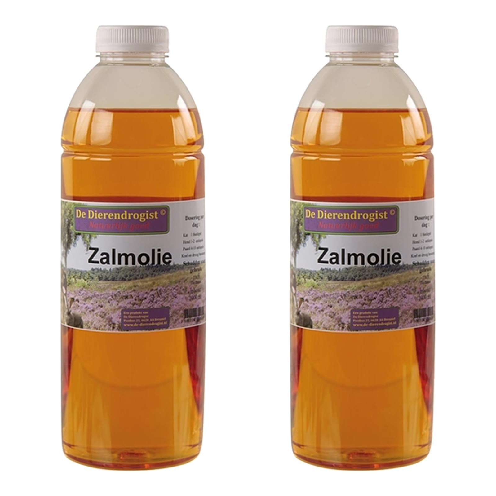 Dierendrogist zalmolie 1000 ml – 2 stuks, voor vacht en huid van hond en kat (multipack) - Afbeelding 1