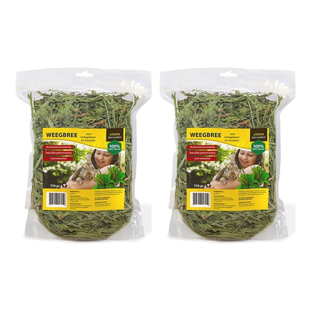 Utopia weegbree 750 g – 2 stuks, snack voor konijnen en knaagdieren (multipack)