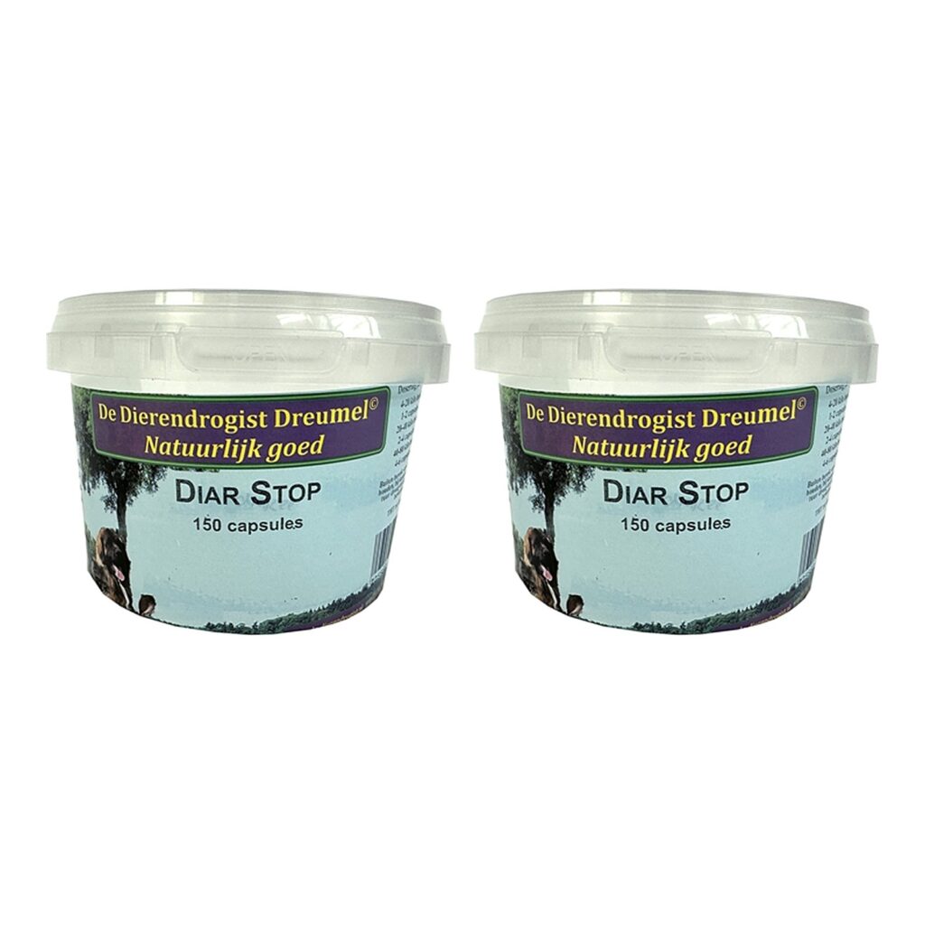 Dierendrogist Diar Stop capsules 150 stuks – 2 stuks, voor de darmflora van honden (multipack)