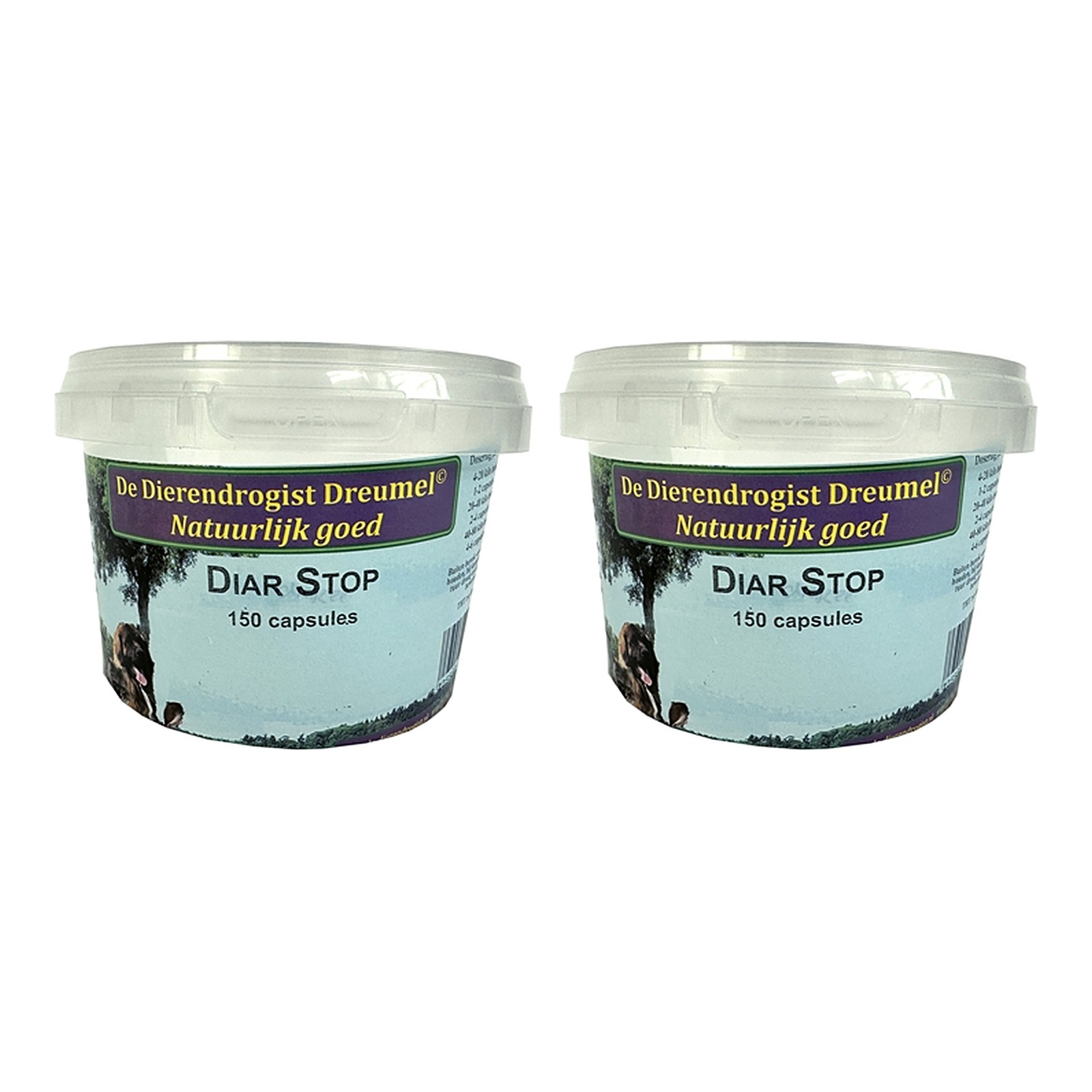 Dierendrogist Diar Stop capsules 150 stuks – 2 stuks, voor de darmflora van honden (multipack) - Afbeelding 1