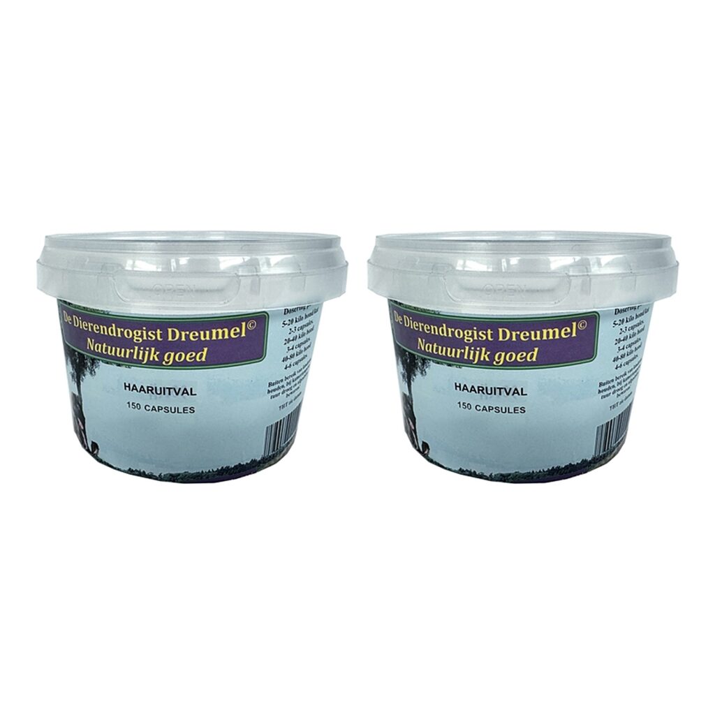 Dierendrogist bij haaruitval capsules 150 stuks – 2 stuks, hond en kat (multipack)