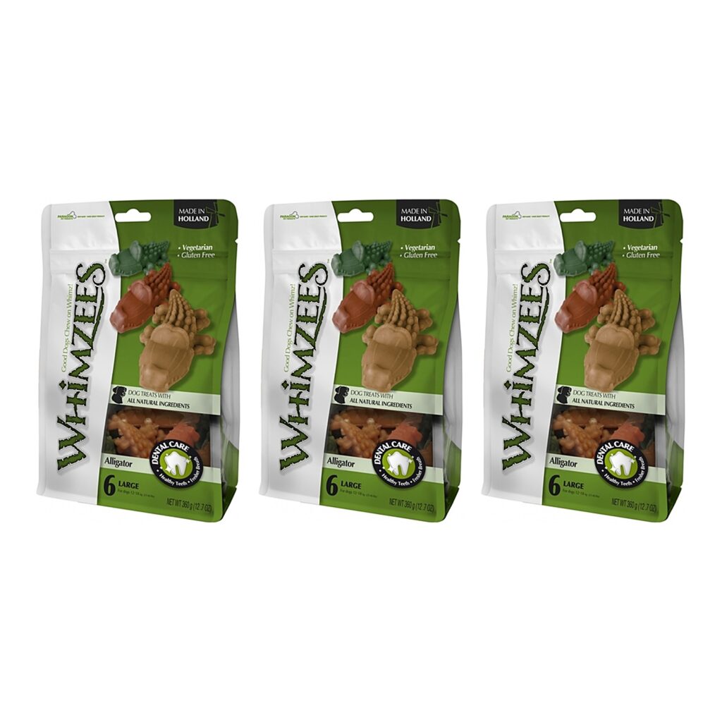 Whimzees Krokodil Medium 9 cm vegetarische snack – multipack 3 x 12 stuks
