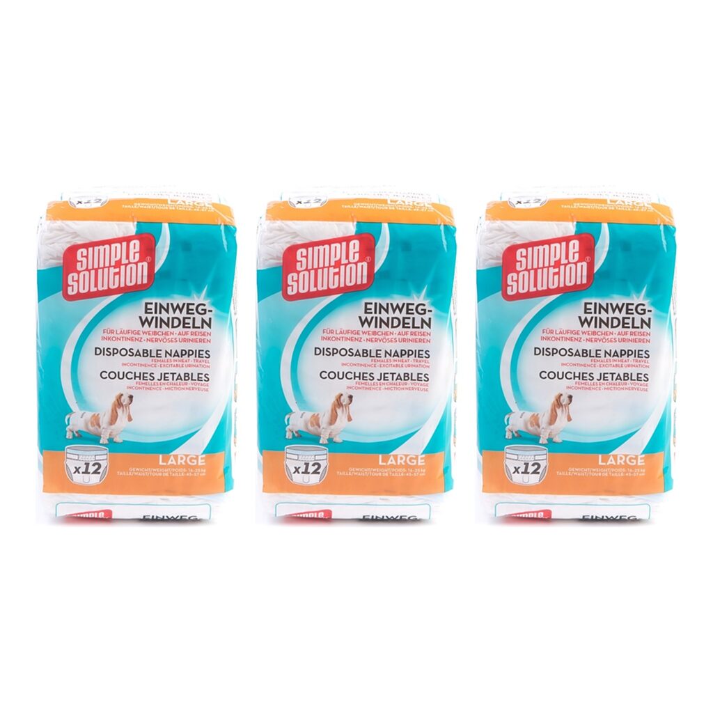 Simple Solution wegwerp hondenluier voor teefjes L 45-57 cm – 3 stuks, 12 stuks (multipack)