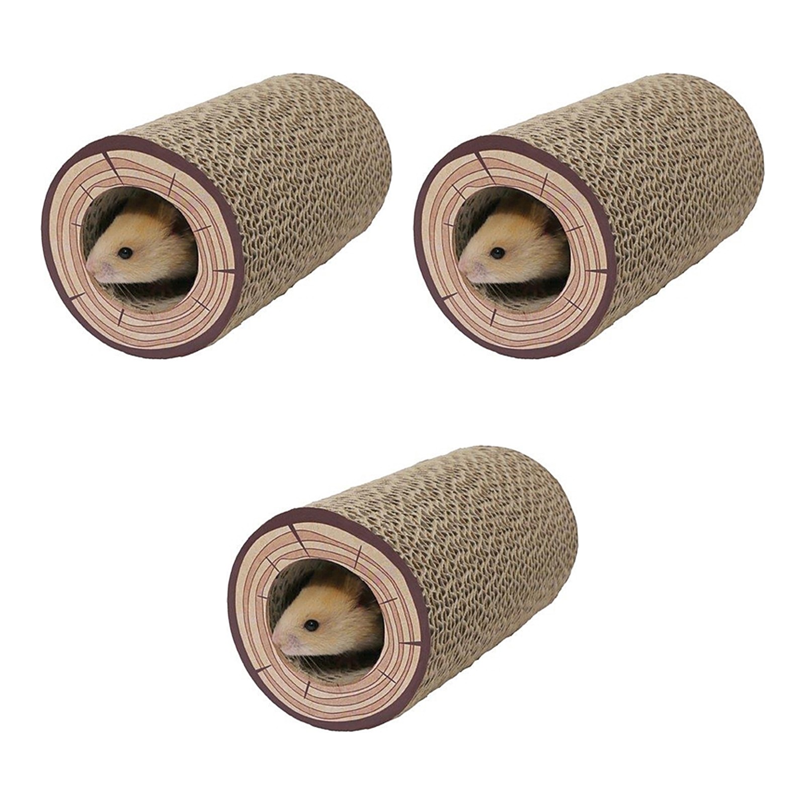 Rosewood Shred-a-Log speeltunnel hamster gevlochten – multipack 3 stuks - Afbeelding 1