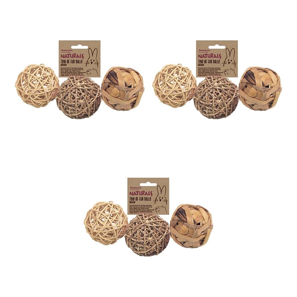 Rosewood knaagdier speelballen set van 3 – 8 cm – multipack 3 stuks