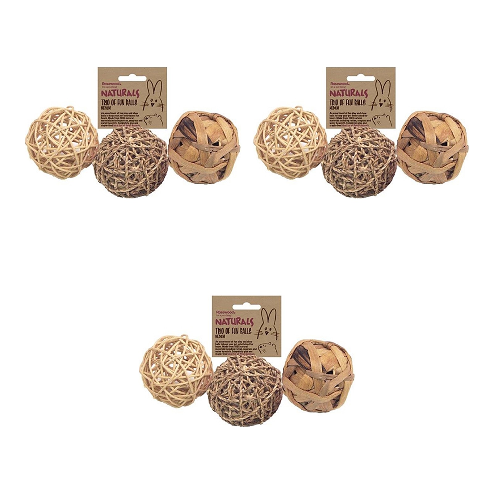 Rosewood knaagdier speelballen set van 3 – 8 cm – multipack 3 stuks - Afbeelding 1