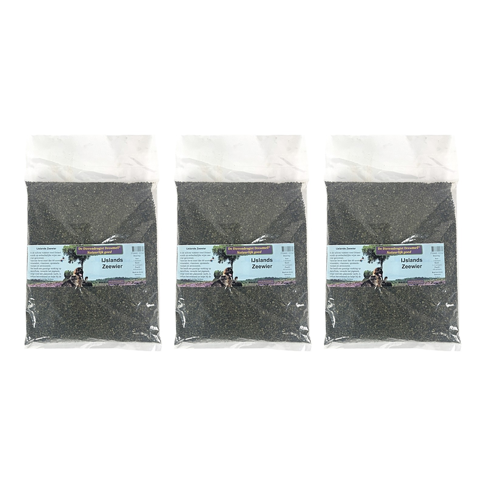 Dierendrogist IJslands zeewier 1 kg – 3 stuks, mineralen voor hond, kat en paard (multipack) - Afbeelding 1
