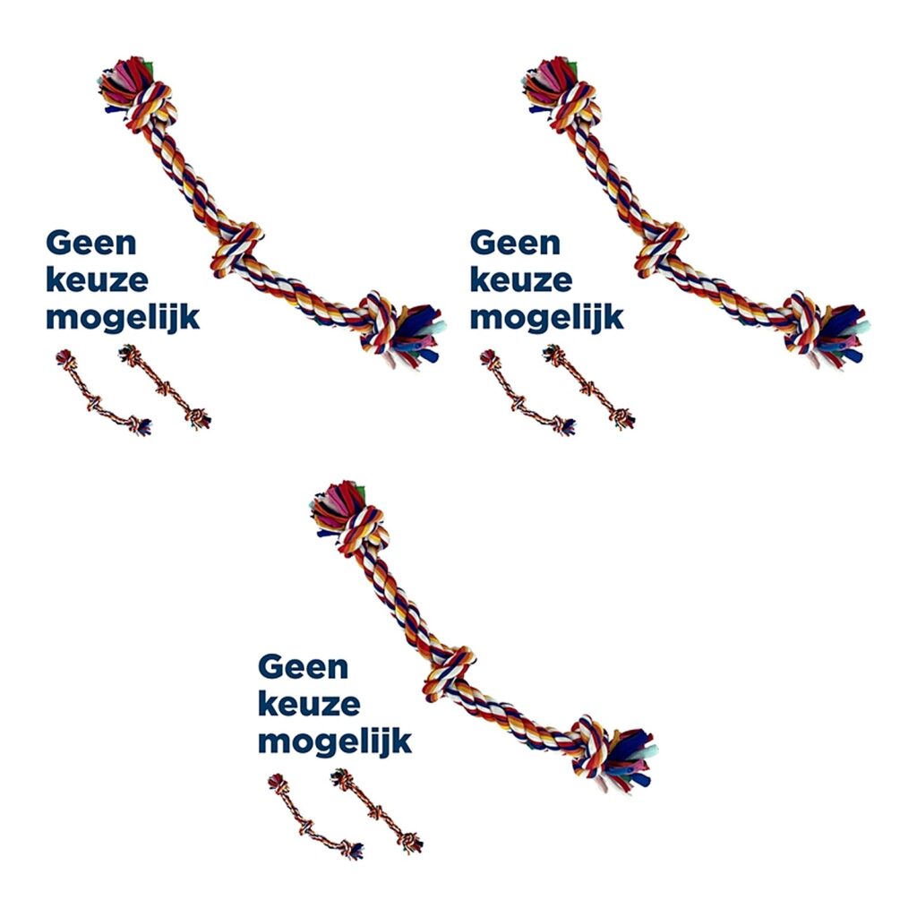 Happy Pet Twist-Tee Knoop Tugger M speelgoed 33 cm – multipack 3 stuks