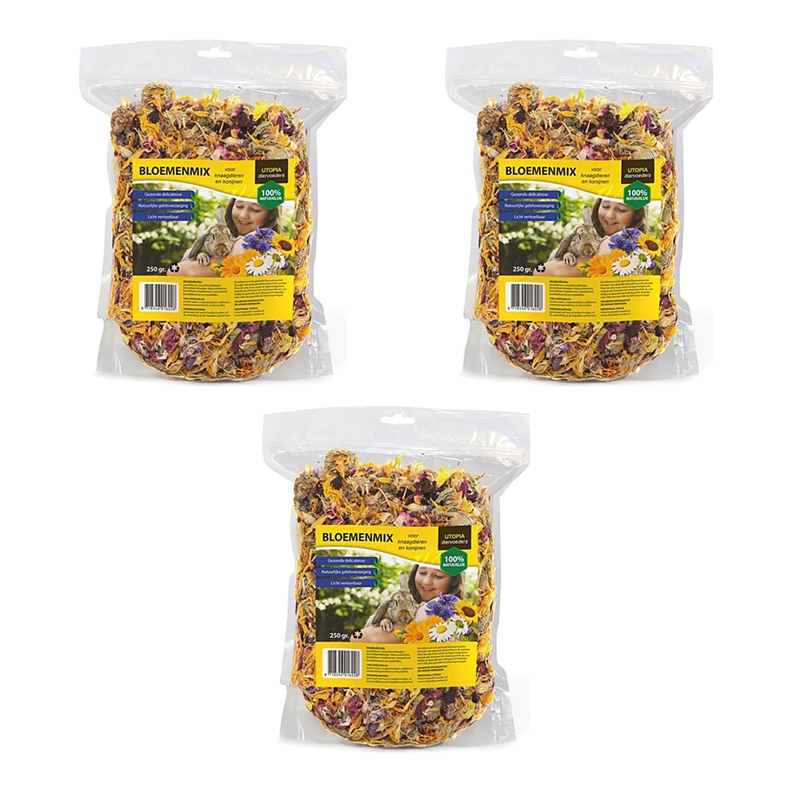 Utopia bloemenmix knaagdieren 250 g – aanvullend voer – multipack 3 stuks - Afbeelding 1