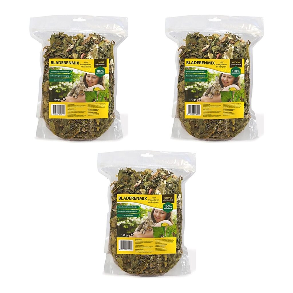 Utopia bladerenmix ruwvoer 150 g – voor knaagdieren – multipack 3 stuks