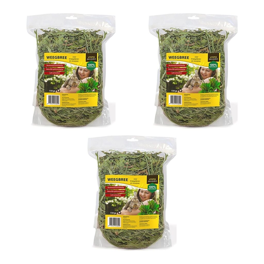 Utopia weegbree konijnenvoer 150 g – ruwe celstof – multipack 3 stuks
