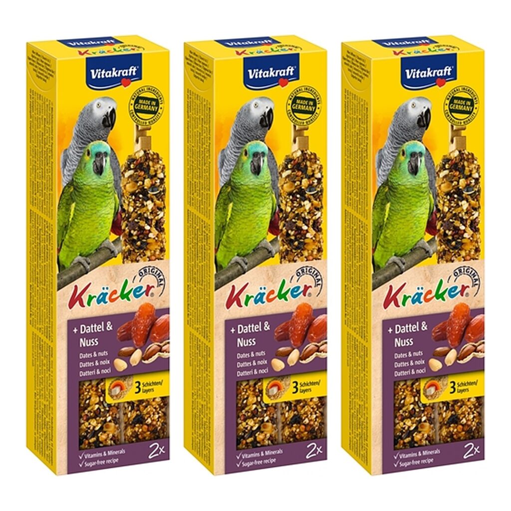 Vitakraft papegaaienkracker fruit en noot 2-in-1 – multipack 3 x 2 stuks