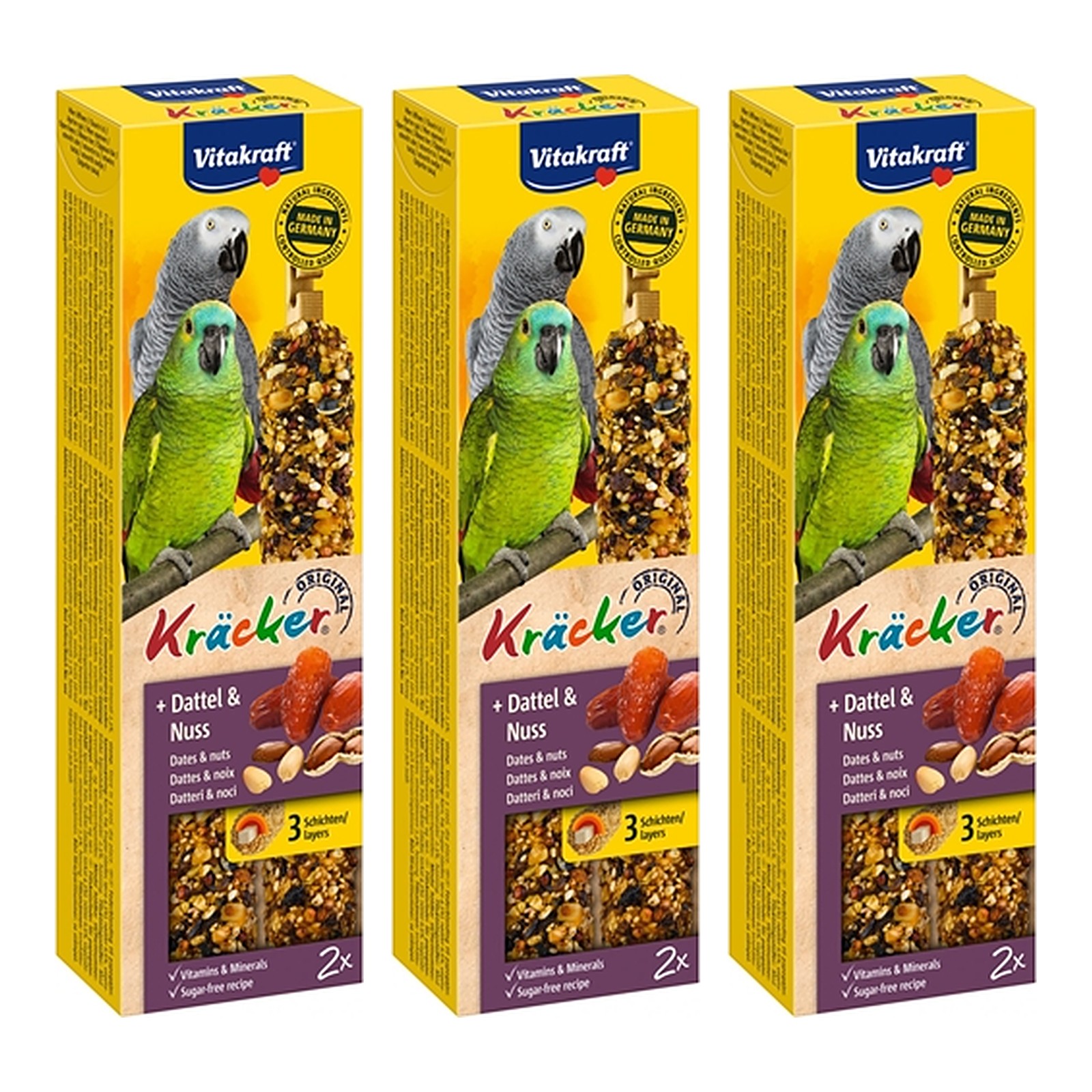 Vitakraft papegaaienkracker fruit en noot 2-in-1 – multipack 3 x 2 stuks - Afbeelding 1
