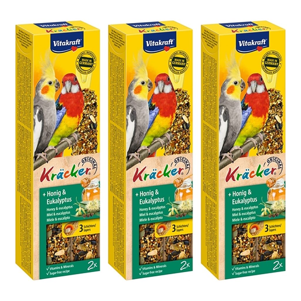 Vitakraft valkparkietenkracker honing 2-in-1 – multipack 3 x 2 stuks