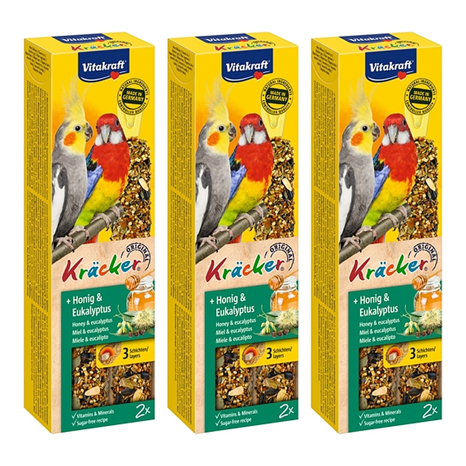 Vitakraft valkparkietenkracker honing 2-in-1 – multipack 3 x 2 stuks - Afbeelding 1