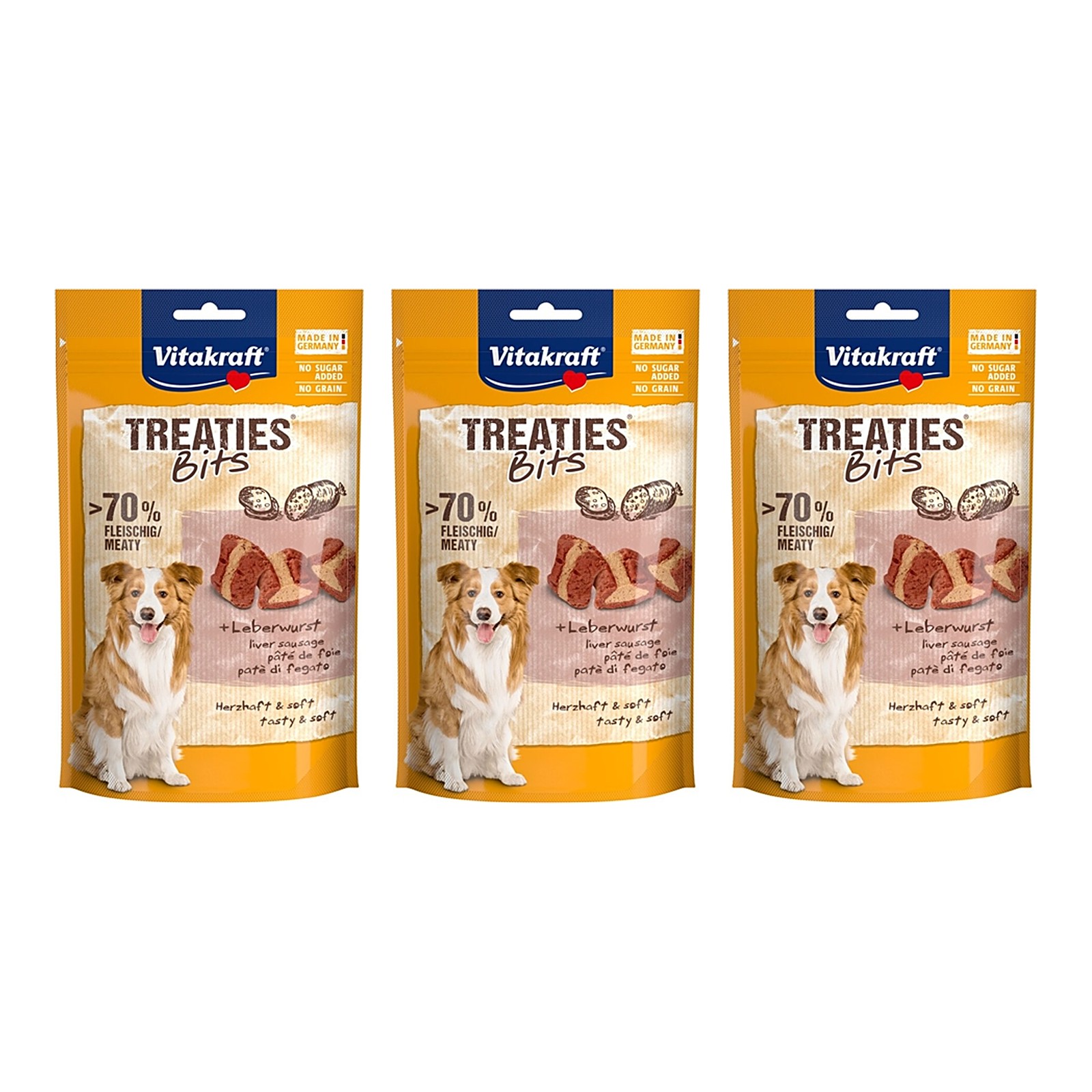 Vitakraft hondensnack Treaties Bits leverworst 120 g – multipack 3 stuks - Afbeelding 1