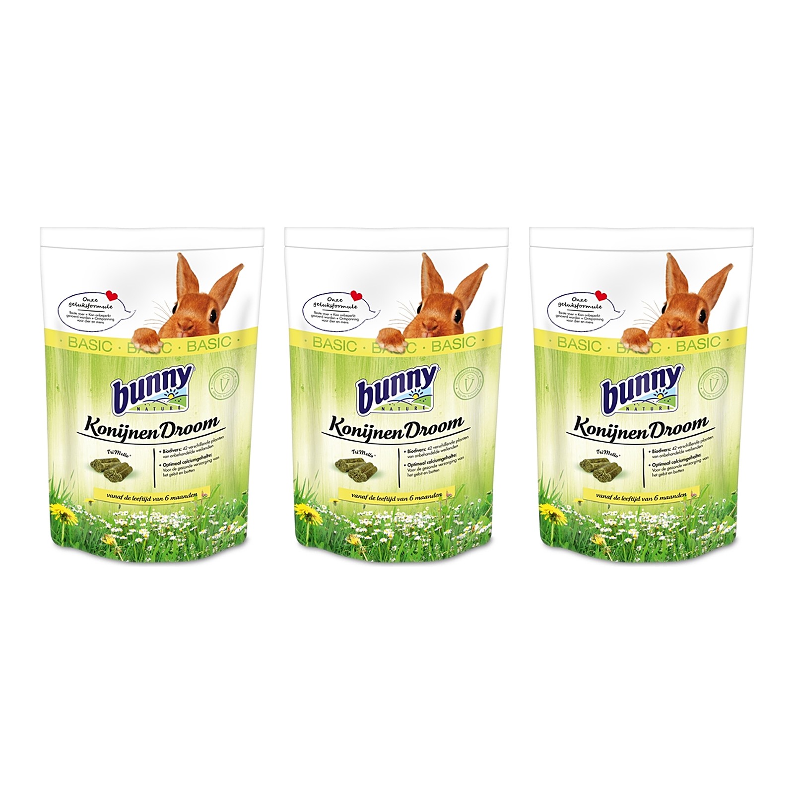 Bunny Nature Konijnendroom Basic konijnenvoer 1,5 kg – multipack 3 stuks - Afbeelding 1