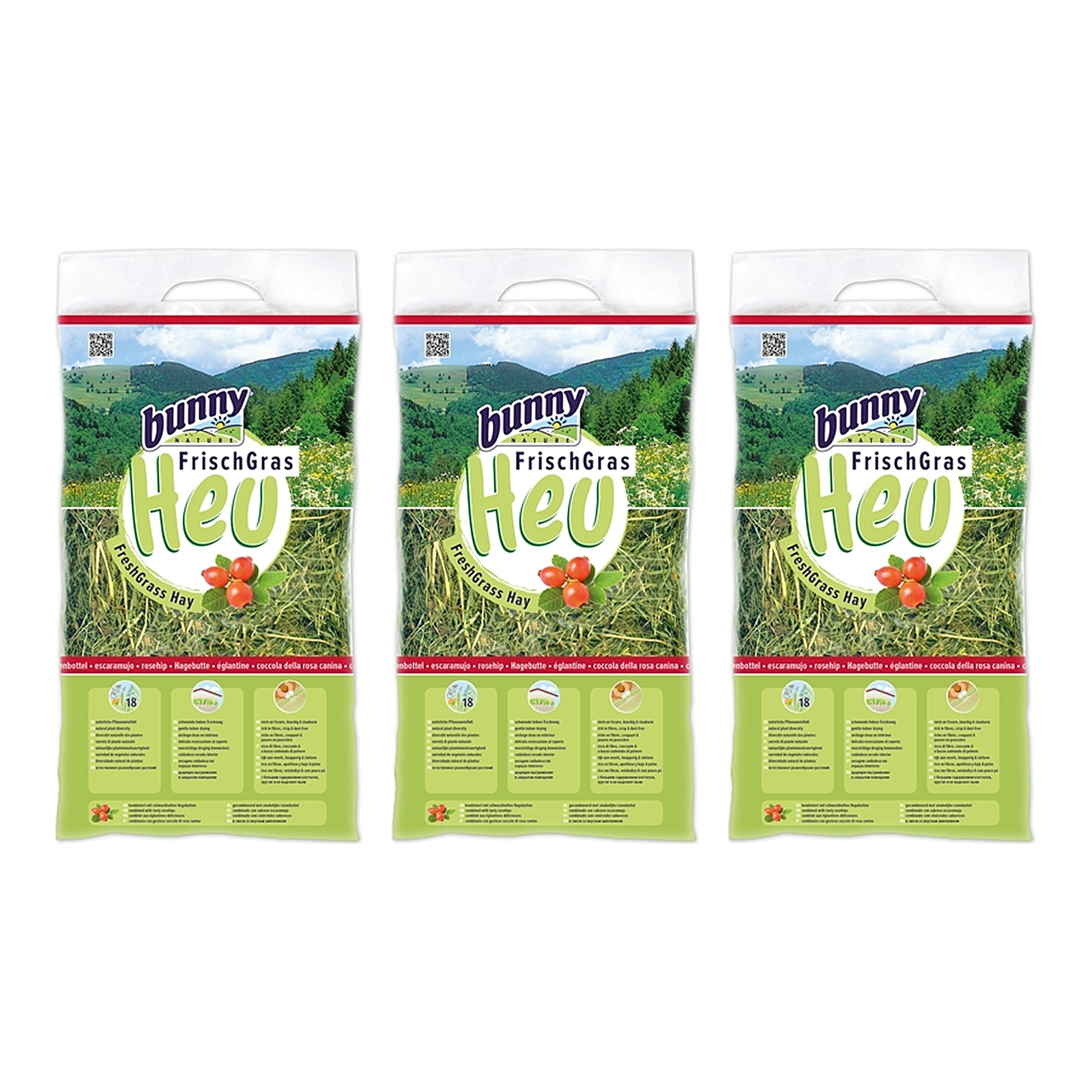 Bunny Nature vers gras hooi met rozenbottel 500 g – multipack 3 stuks - Afbeelding 1