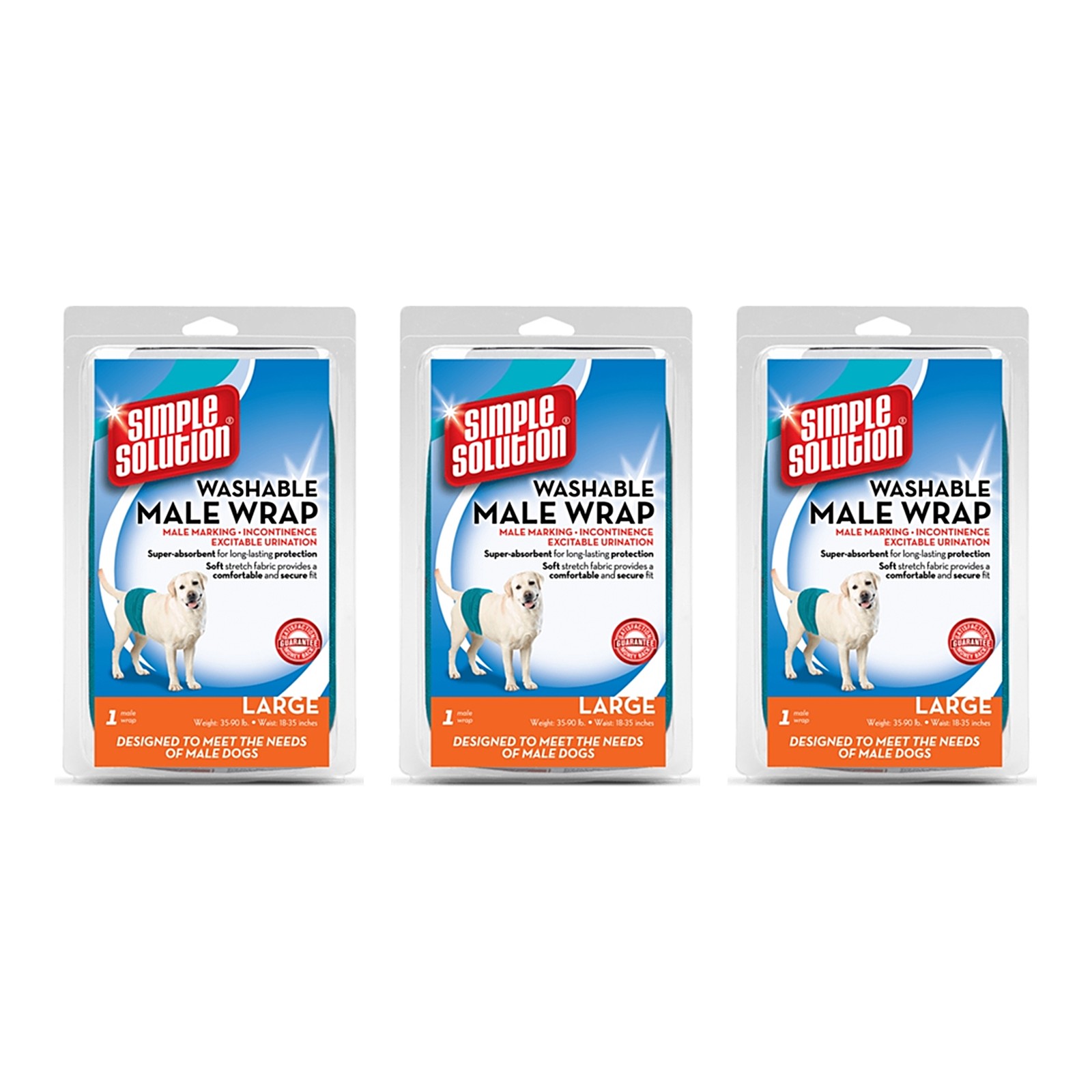 Simple Solution wasbare plasband voor reuen L 48-59 cm – 3 stuks, microvezel (multipack) - Afbeelding 1