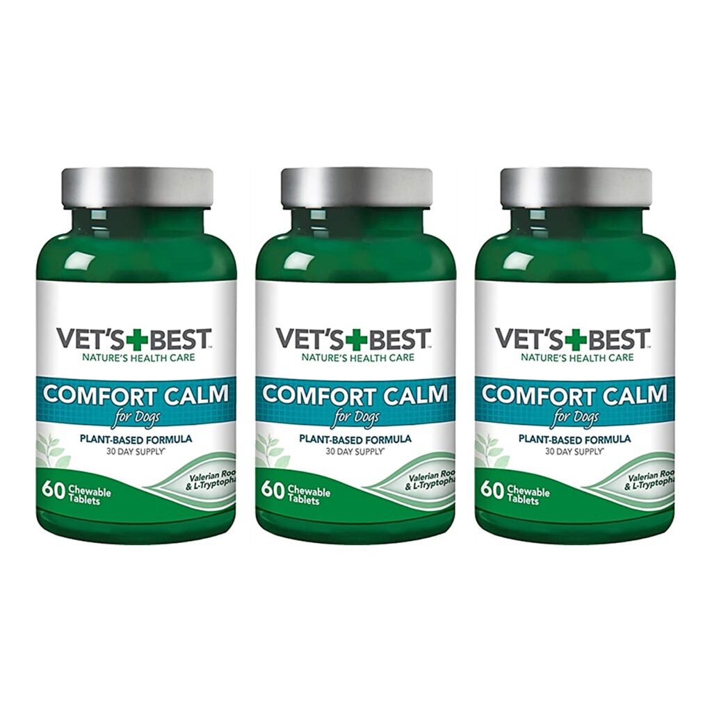 Vet's Best Comfort Calm 60 tabletten – 3 stuks, kalmerend supplement voor honden (multipack)