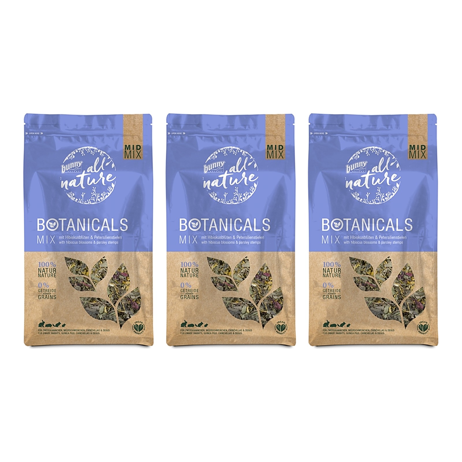 Bunny Nature Botanicals Midi Mix hibiscusbloesem 150 g – multipack 3 stuks - Afbeelding 1