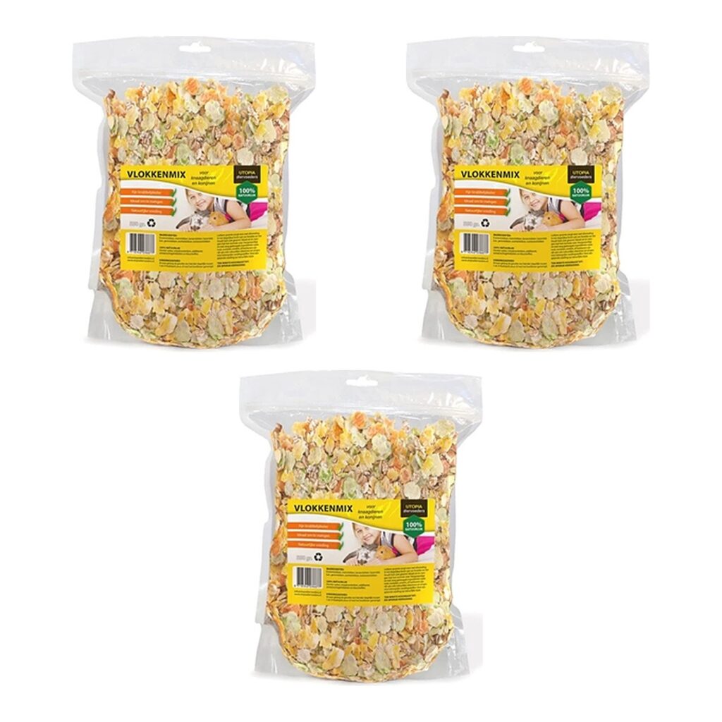 Utopia vlokkenmix konijnenvoer gedroogde groenten 550 g – multipack 3 stuks