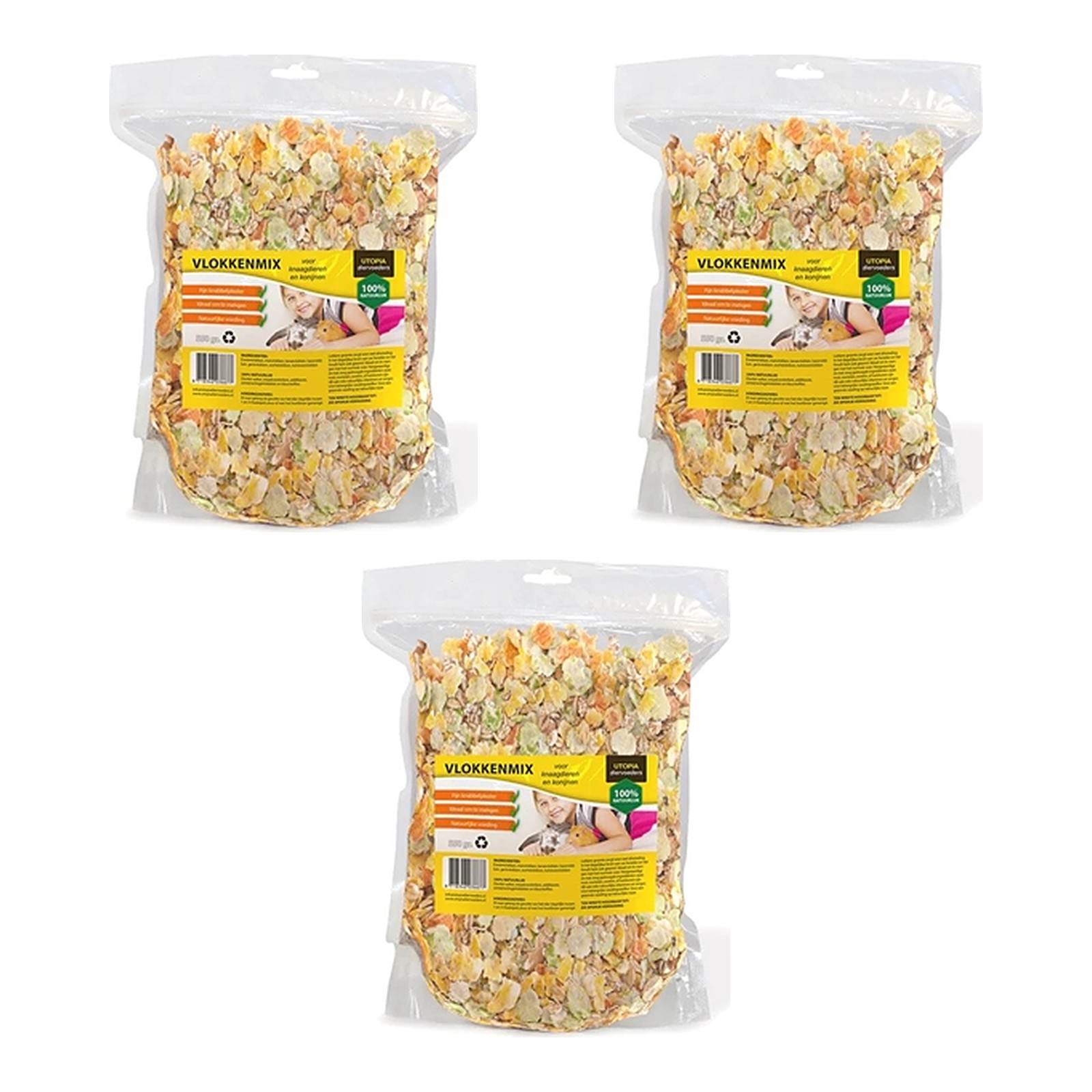 Utopia vlokkenmix konijnenvoer gedroogde groenten 550 g – multipack 3 stuks - Afbeelding 1