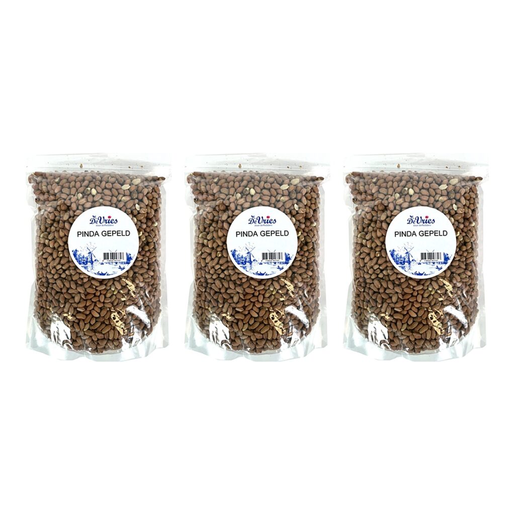 De Vries gepelde pinda's 2 kg – hersluitbare emmer, multipack 3 stuks