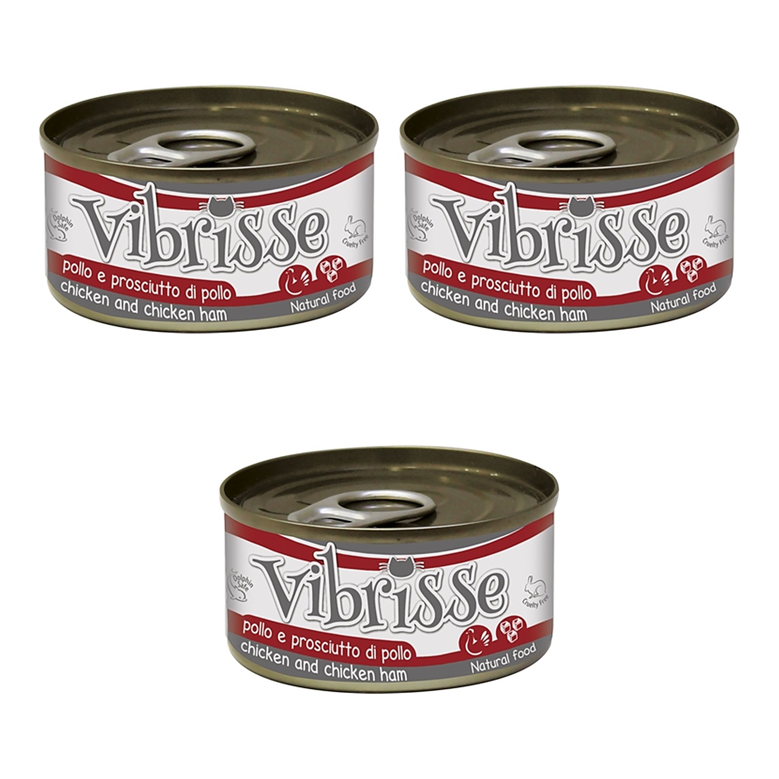 Vibrisse kattenvoer kip en kippenham 24 x 70 g – 3 stuks, aanvullend natvoer (multipack) - Afbeelding 1