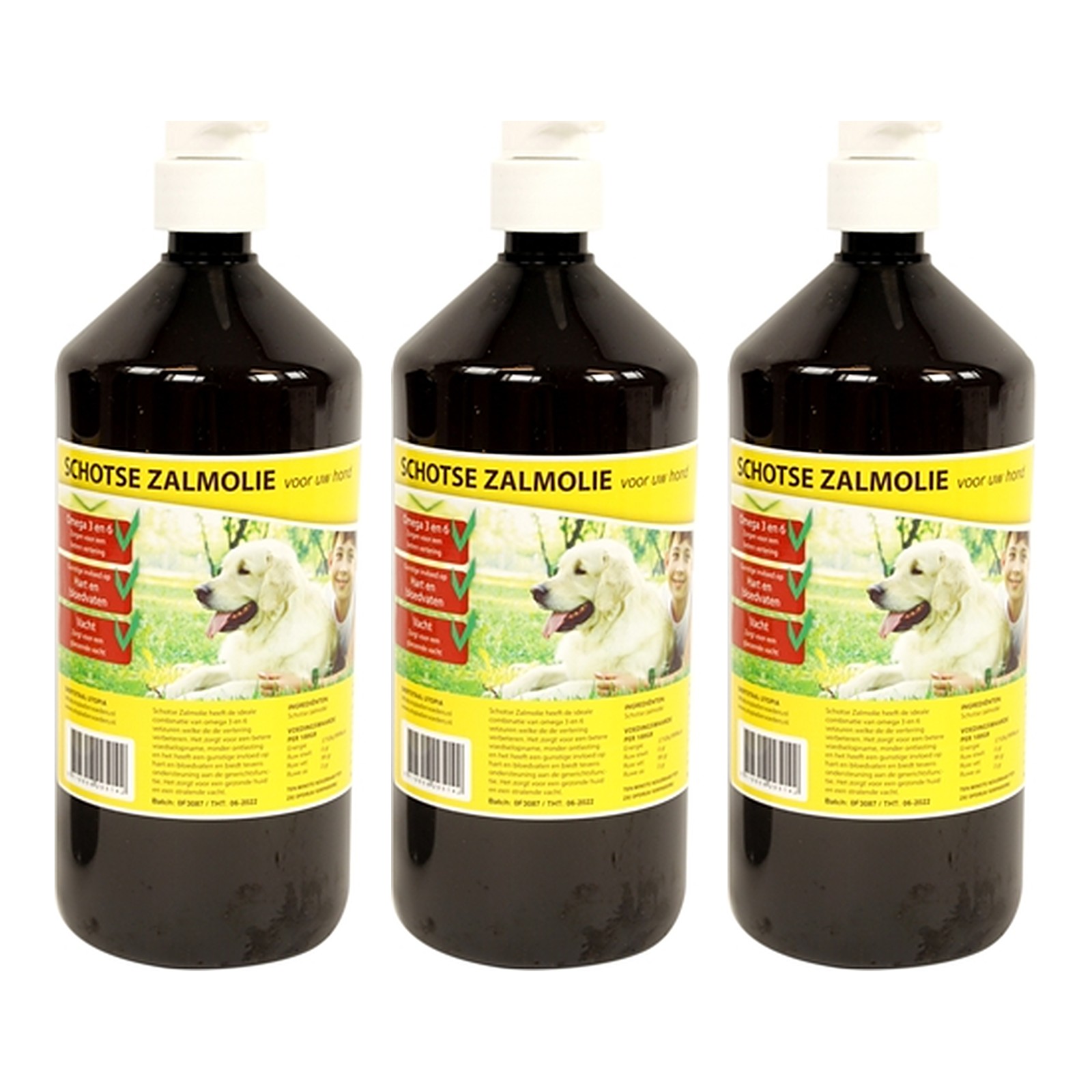 Utopia zalmolie hond naturel 1 l met pompje – multipack 3 stuks - Afbeelding 1